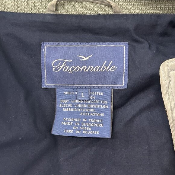 Faconnable Jacket Men Large Green Fullzip Dad Casual Bomber Coat Windbreaker Y2K - Picture 3 of 16